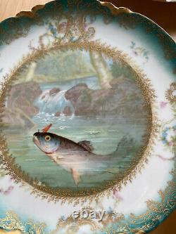 Limoges Handpainted Plates With Fish Decoration Set Of 6