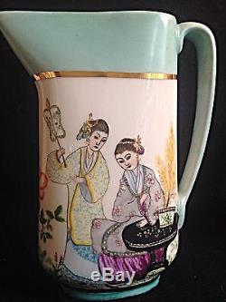 Limoges Haviland HAND PAINTED Chinoiserie Pitcher Vase MINT