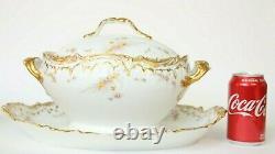 Limoges Higgins and Seiter Floral Gilded Soup Tureen withUnder Plate, Hand Painted