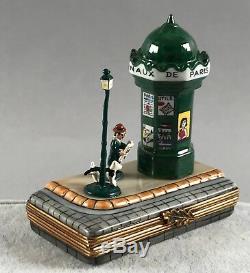 Limoges Imports Trinket Box Paris News Stand Hand Painted SIGNED 557