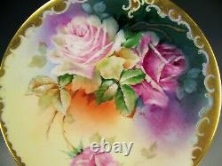 Limoges Pickard Hand Painted Roses Plate Artist Signed