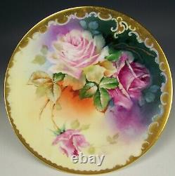 Limoges Pickard Hand Painted Roses Plate Artist Signed