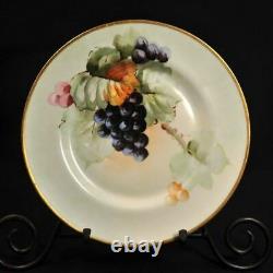 Limoges Plates Set of 4 Hand Painted Grapes withGold La Porcelaine 1905-1930's