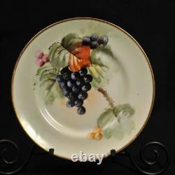 Limoges Plates Set of 4 Hand Painted Grapes withGold La Porcelaine 1905-1930's