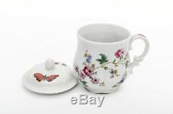 Limoges Porcelain Hand Painted Butterflies Pots de Creme Set - 8 Cups and Tray