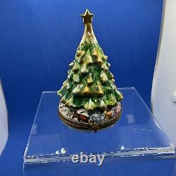 Limoges Porcelain Hand painted Christmas Tree Trinket Box