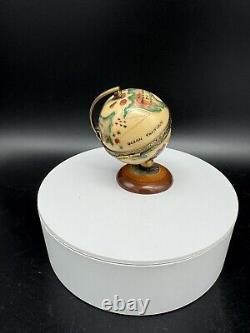 Limoges Rochard France Hand Painted Trinket Box, Globe of The World