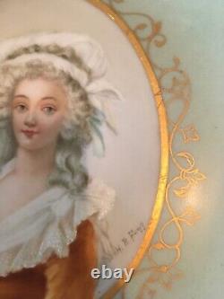 Limoges Signed Hand Painted Portraits Plate Set Of Princesses CFH GDM FRANCE