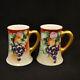 Limoges T&v 2 Tankard Mugs 1892-1907 Hand Painted Purple Wine Grapes Leaves Gold