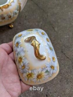 Limoges T&V France Hand Painted Daisy Enamel Dot Artist Teapot