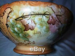 Limoges Tresseman & Vogt Porcelain Hand Painted Signed Punch Bowl 1892-1907