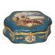 Limoges Trinket Box Hand Painted Dutch Landscape Hinged 5.5 Turquoise Blue