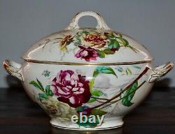 Limoges Tureen Bowl Huge Cabbage Roses & Butterflies Marshall Redon Antique