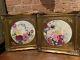 Limoges Plaque Chargers Plates Wall Pair Roses And Mums Hand Painted Framed