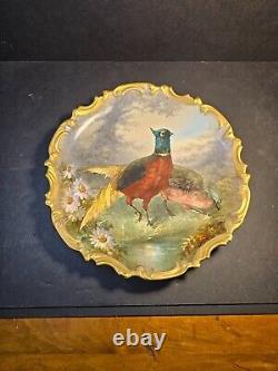 Limoges plate 13 hand painted pheasants/wild life series/see pics/rich earth