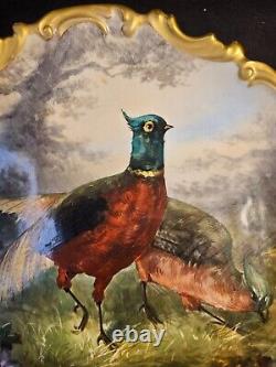 Limoges plate 13 hand painted pheasants/wild life series/see pics/rich earth