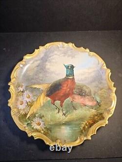 Limoges plate 13 hand painted pheasants/wild life series/see pics/rich earth