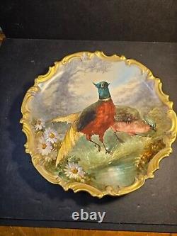 Limoges plate 13 hand painted pheasants/wild life series/see pics/rich earth