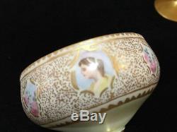 Lot of 5 Vintage Hand Painted Gilt Porcelain Punch Cups, 3 Dia x 2 1/2 High