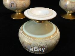 Lot of 5 Vintage Hand Painted Gilt Porcelain Punch Cups, 3 Dia x 2 1/2 High