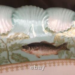 Lovely Huge Tressemanes & Vogt Limoges Hand Painted Fish Platter