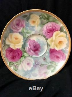 Lovely Limoges Haviland handpainted roses cup and saucer set