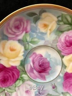Lovely Limoges Haviland handpainted roses cup and saucer set