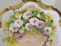 Ls&s Limoges Plate 8 3/4 Signed J. Marsay Hand Painted Floral Coiffe-mark