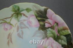 MR Limoges Hand Painted Pink Roses & Gold 8 1/2 Inch Plate Circa 1891-1896 B