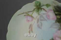 MR Limoges Hand Painted Pink Roses & Gold 8 1/2 Inch Plate Circa 1891-1896 B