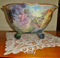 Magnificent Limoges France Hand Painted Huge Punch Bowl Grapes
