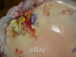 Magnificent Limoges France Hand Painted Huge Punch Bowl Grapes