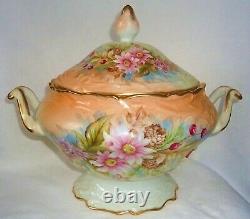 Marvellous Vintage French Limoges Porcelain Tureen Hand Painted And Signed