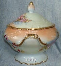 Marvellous Vintage French Limoges Porcelain Tureen Hand Painted And Signed