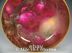 Masterful Painting Limoges Hand Painted Roses Plate