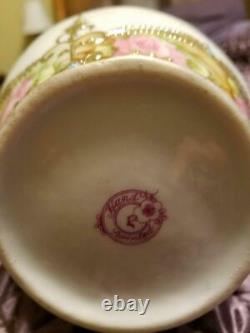 Nippon Hand Painted Jeweled Raised Gold Rose Chocolate Pot