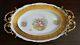 Ormolu Gilt 22 Kt Hand Painted Victorian Limoges Dish Tray With Brass Handles