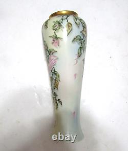 PL Limoges France Hand Painted Porcelain Vase Roses