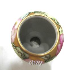 PL Limoges France Hand Painted Porcelain Vase Roses