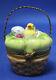 Peint Main Hand Painted Easter Basket With Chick Inside Limoges Trinket Box