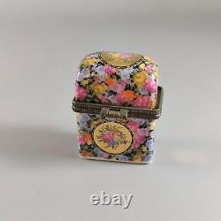 Perfume Trinket Box Limoges France Hand Painted Signed Chintz Floral Vintage
