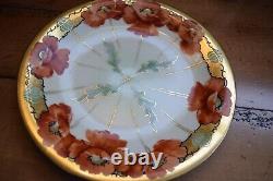 Pickard Arno Limoges 1905-12 gold art nouveau handpainted plate Poppies 8.5