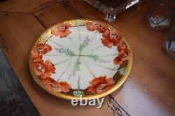 Pickard Arno Limoges 1905-12 gold art nouveau handpainted plate Poppies 8.5