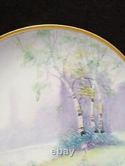 Pickard China Vellum Hand Painted Artist MARKEY Signed Plate Forest Lake Scene