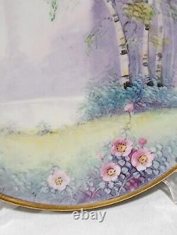 Pickard China Vellum Hand Painted Artist MARKEY Signed Plate Forest Lake Scene