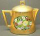 Pickard Gold Etched Hand Painted Floral Limoges Tea Pot