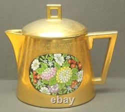 Pickard Gold Etched Hand Painted Floral Limoges Tea Pot