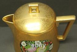 Pickard Gold Etched Hand Painted Floral Limoges Tea Pot