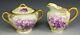 Pickard Limoges Hand Painted Violets Creamer Sugar Set Artist Nessy