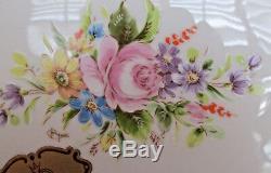 Pint A La Main Limoges Porcelain Hand Painted Serving Tray with Gold Handles